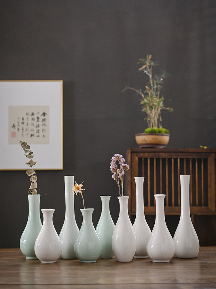 Белая нефритовая ваза, набор для чайной церемонии, маленькая ваза, ваза Гуаньинь, ваза в стиле дзен