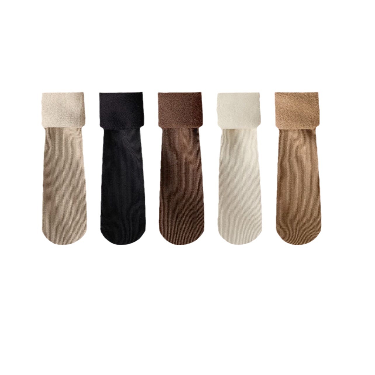 Women's large-color snow socks autumn and winter vertical stripes mid-calf socks fleece-lined thick warm floor socks factory direct sales