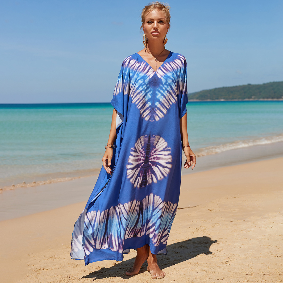 Beach blouse cotton positioning printed robe bikini sunscreen cross-border Amazon 791(42 colors) F