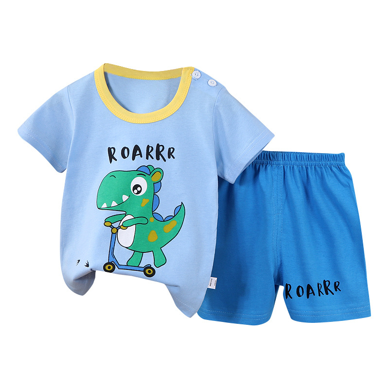 Children's Short-Sleeved Suit Summer Pure Cotton Boys' Clothes Thin New Girls' T-Shirts Summer Clothes Baby Kidsren's Clothes