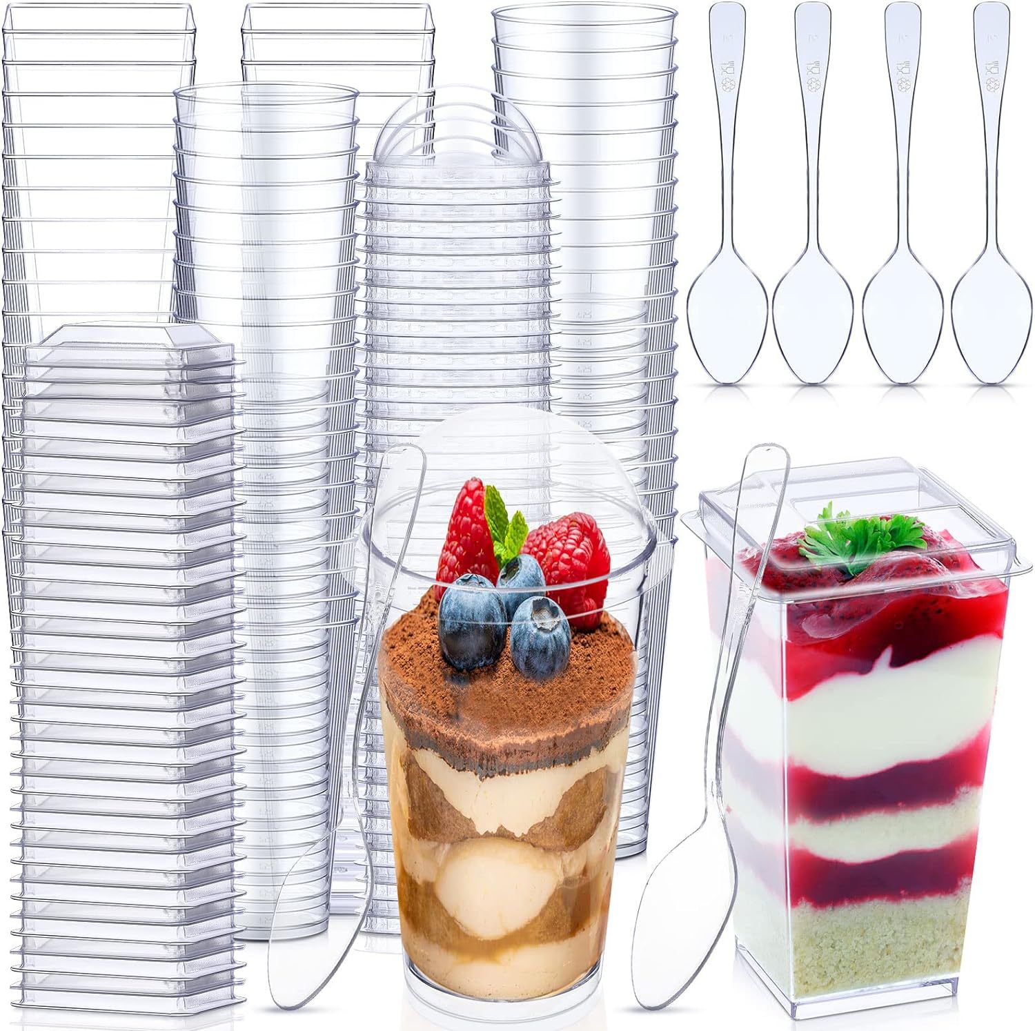 in stock Disposable Transparent Mousse Cup Wood Bran Pudding Cup Thickened Plastic Creative Dessert Table Jelly Cup Dessert Cup