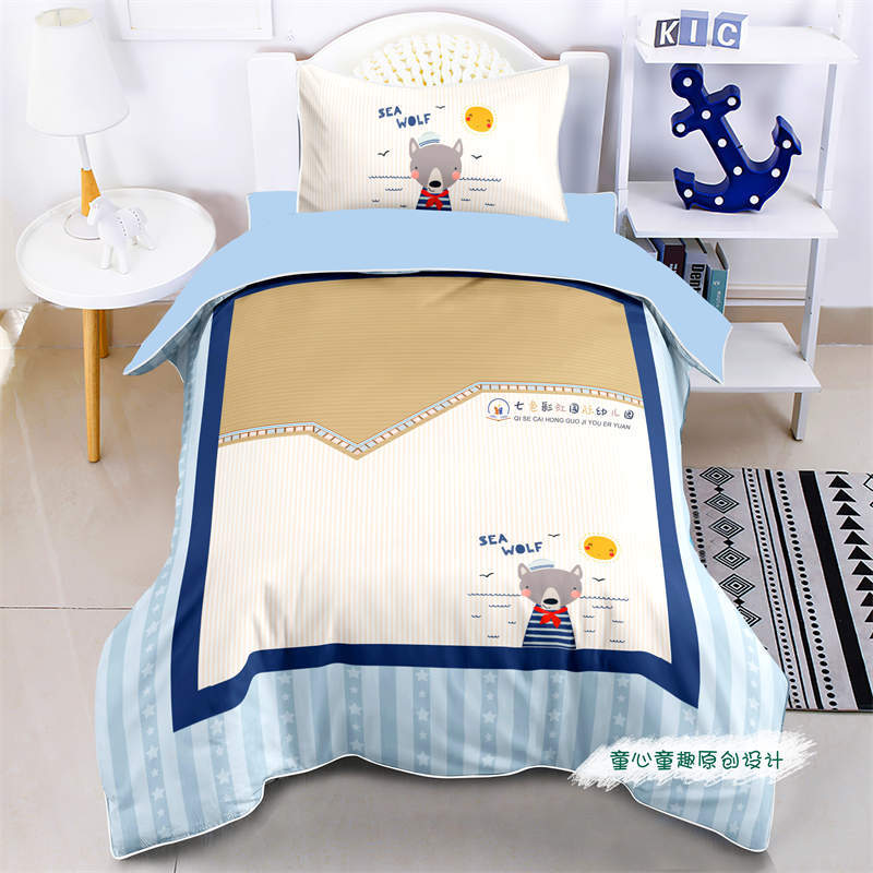 Manufacturer Customized Kindergarten Kidsren's Nap Three-Piece Set 40S Pure Cotton Twill Digital Printing Kit for Kidsren