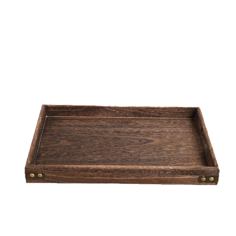 Wooden Tray Rectangular Burnt Paulownia Wood Tea Tray Is Solid Wood Household Tableware Japanese Water Cup Wooden Plate Tea Set Wholesale