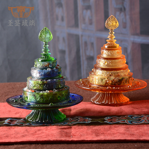 Manza Plate Holy Scripture Glazed Offering Supplies Ornaments Buddhist Temple Ancestral Hall Home Decoration Carved Tantric Instruments