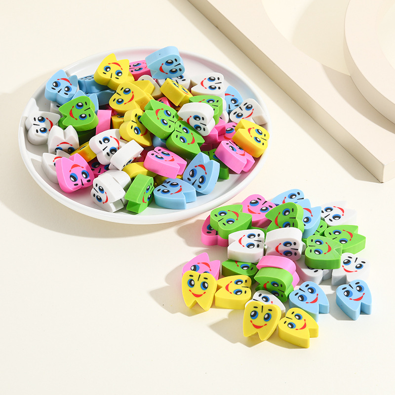 Colorful teeth shape creative eraser cartoon children cute teeth eraser cross-border combination gift eraser