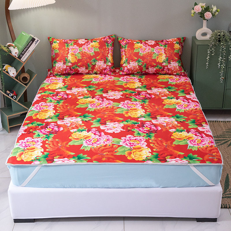 Summer 2024 Nostalgic Northeastern Festive Large Flower Mat Milk Silk Four-Season Bedroom Ice Silk Mat Student Bed Mattress
