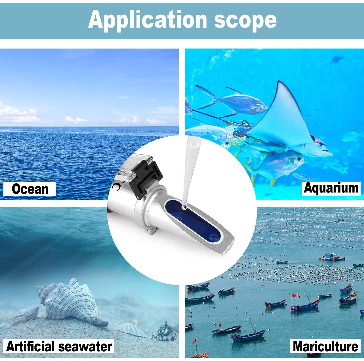 Portable high-precision salinometer 0-100‰ refraction salinometer special seafood food salt tester for Mariculture