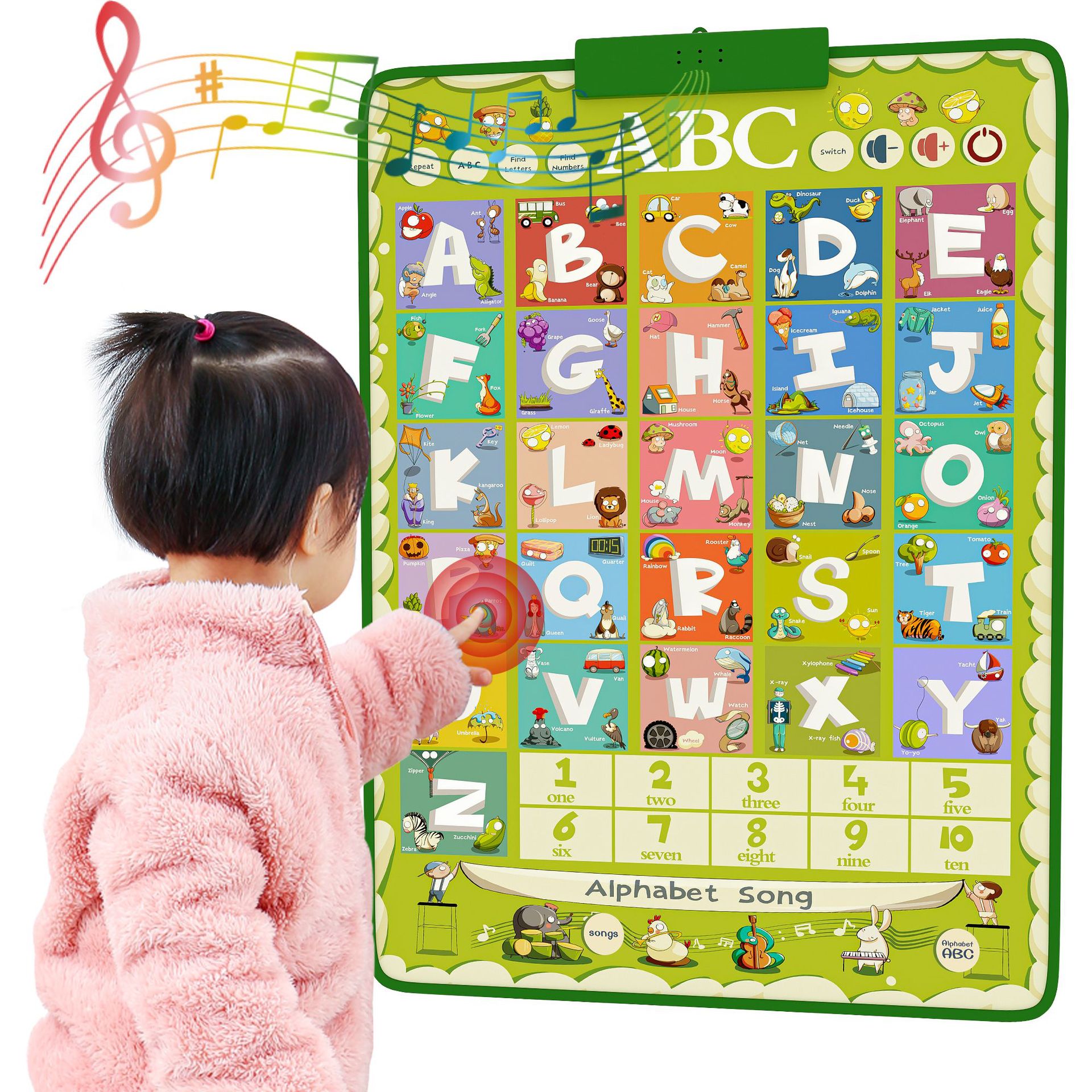 Настенный плакат с аудио для раннего обучения Пазл Милый медведь Детский пиньинь Цифровое английское обучение