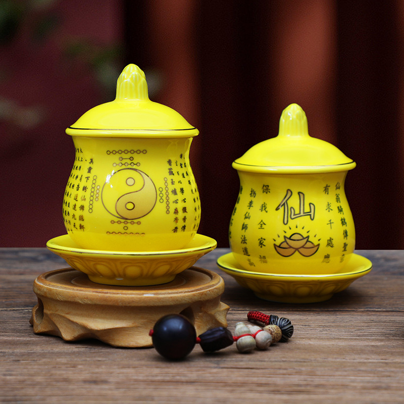 Xianjia Buddha Hall Buddha's Cup for Buddha Home Guanyin Ceramic Sacred Water Cup for God Worry Water Cup Buddha Front Water Purification Cup God of Wealth