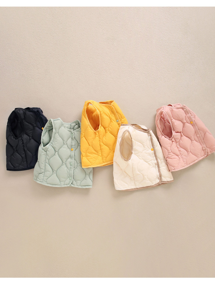 2025 New Children's down Vest Children's Vest Autumn and Winter Boys and Girls Baby Warm Collarless Waistcoat Liner