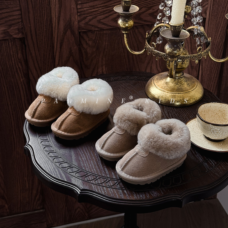 Кожаные детские простые шершащие ботинки, флисовые зимние ботинки для новорожденных, теплые хлопковые ботинки