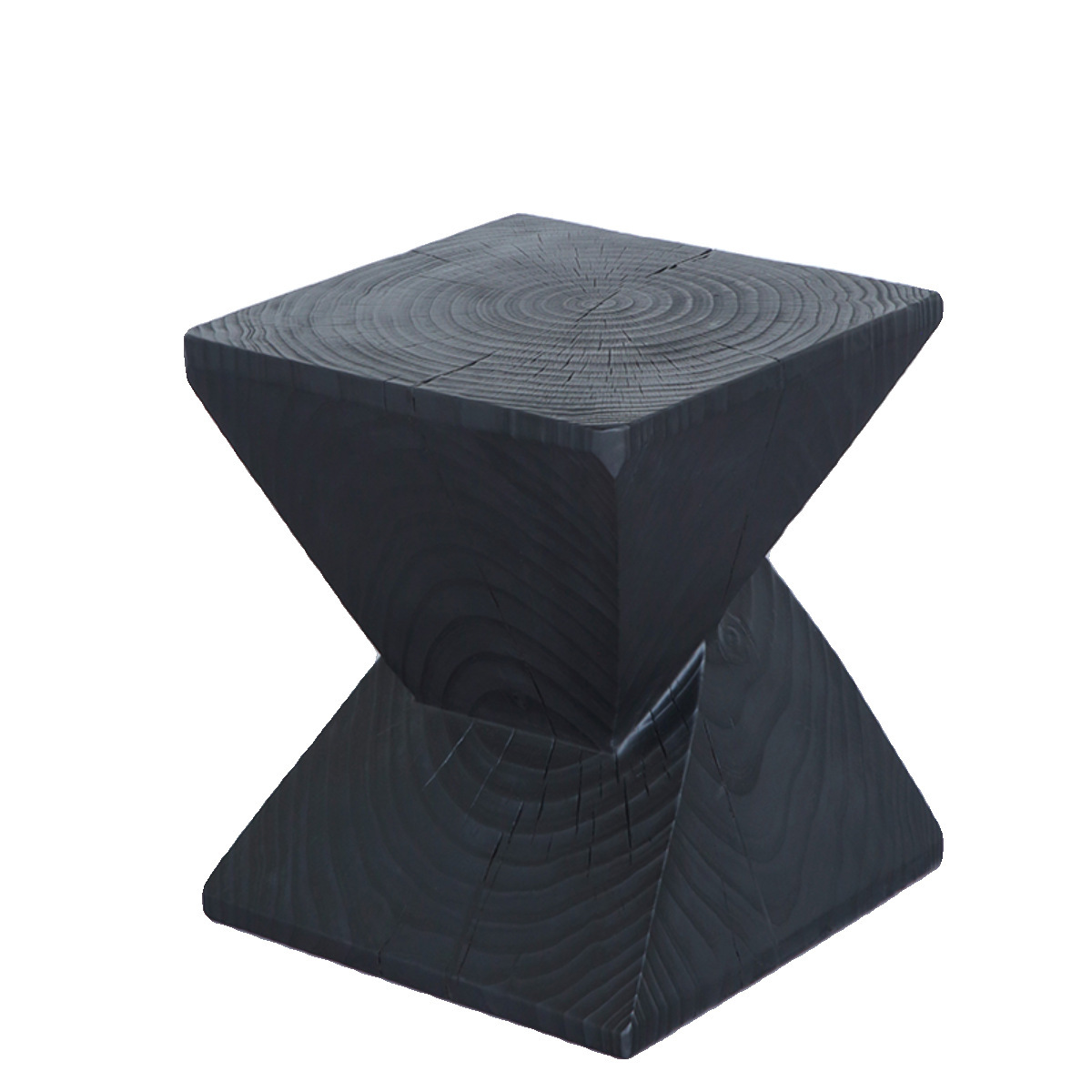 J4C Solid Wood Tree Stump Carbonized Black Log Wood Stump Art Ornaments Root Carving Wood Stump Coffee Table Household Living Room Stool