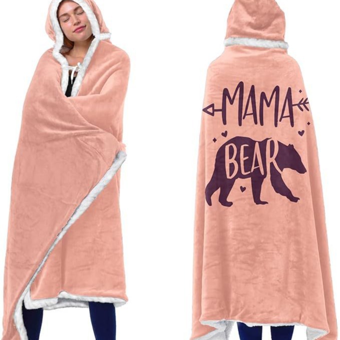 Factory Direct Supply Sherpa Wool Wearable Blanket Hoodie Christmas Gift Blanket for Relatives
