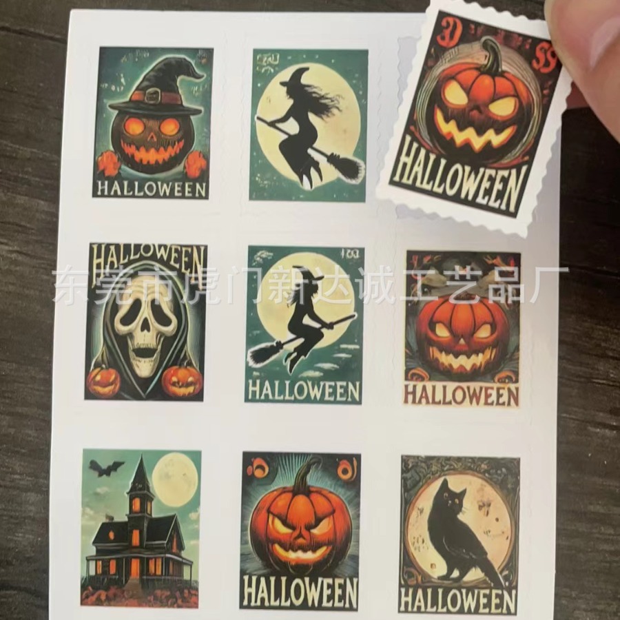 Горячий новый продукт для дропшиппинга, хэллоуинские марки, наклейки с ужасами, тыквами и привидениями