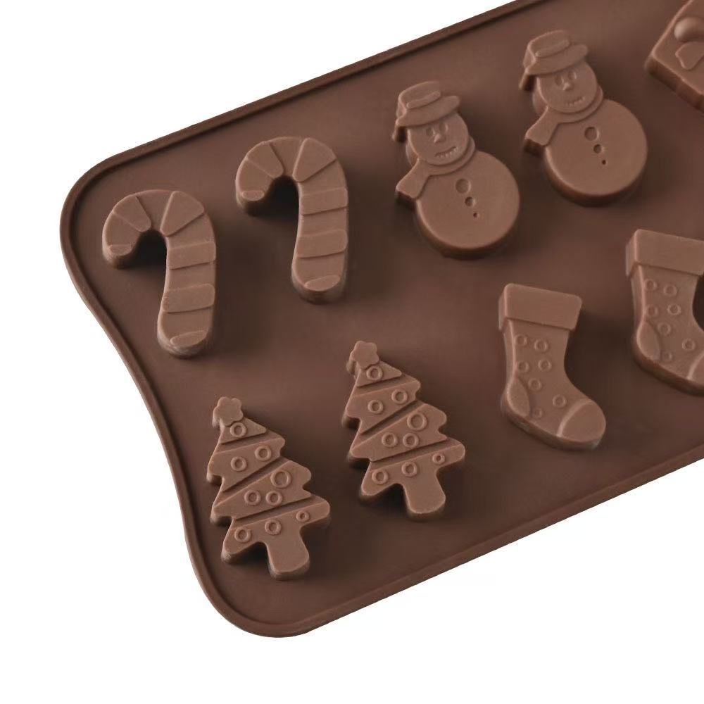 Christmas Theme Snowman Chocolate Mold Cartoon DIY Candy Mousse Fudge Jelly Biscuit Cake Silicone Mold