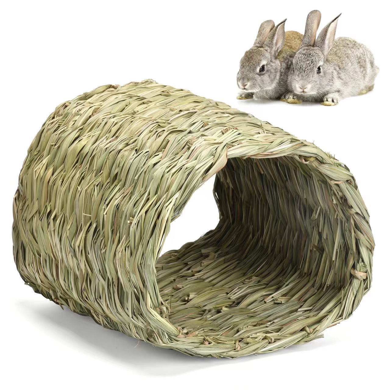 Natural Wind Exotic Pet Breathable Rabbit Straw House Edible Decompression Toy Chinchilla Hamster Molar Timothy Grass Nest