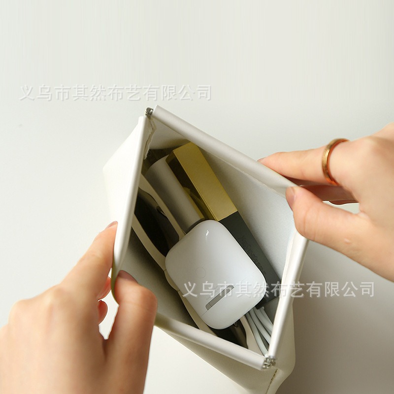 Shrapnel Storage Data Cable Storage Bag Automatic Closing Pu Cosmetic Bag Portable Suitcase Cosmetics Lipstick Bag