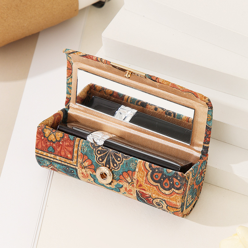Popular Retro Cork Lipstick Box Ring Earrings Mini Storage Box Travel Souvenir