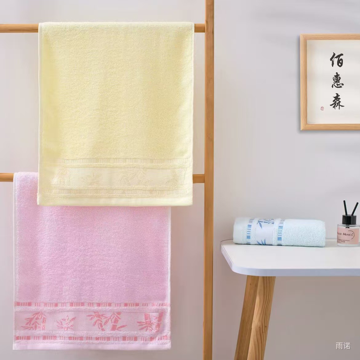 Factory wholesale bamboo fiber towel cotton soft absorbent towel plain jacquard face towel adult household face towel