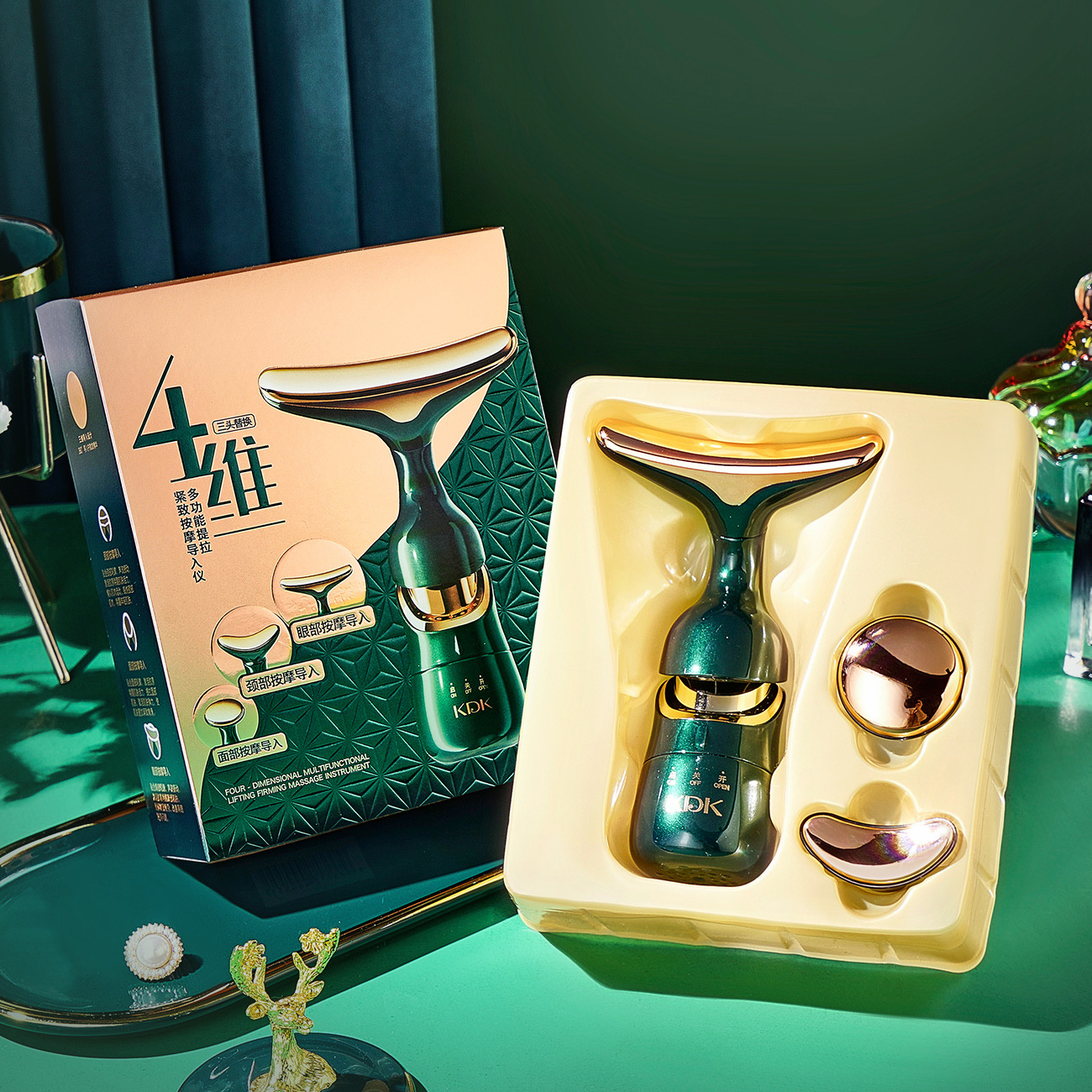 KDK four-dimensional multifunctional massage introduction instrument high frequency vibration skin care refreshing three-head replacement battery a generation of hair