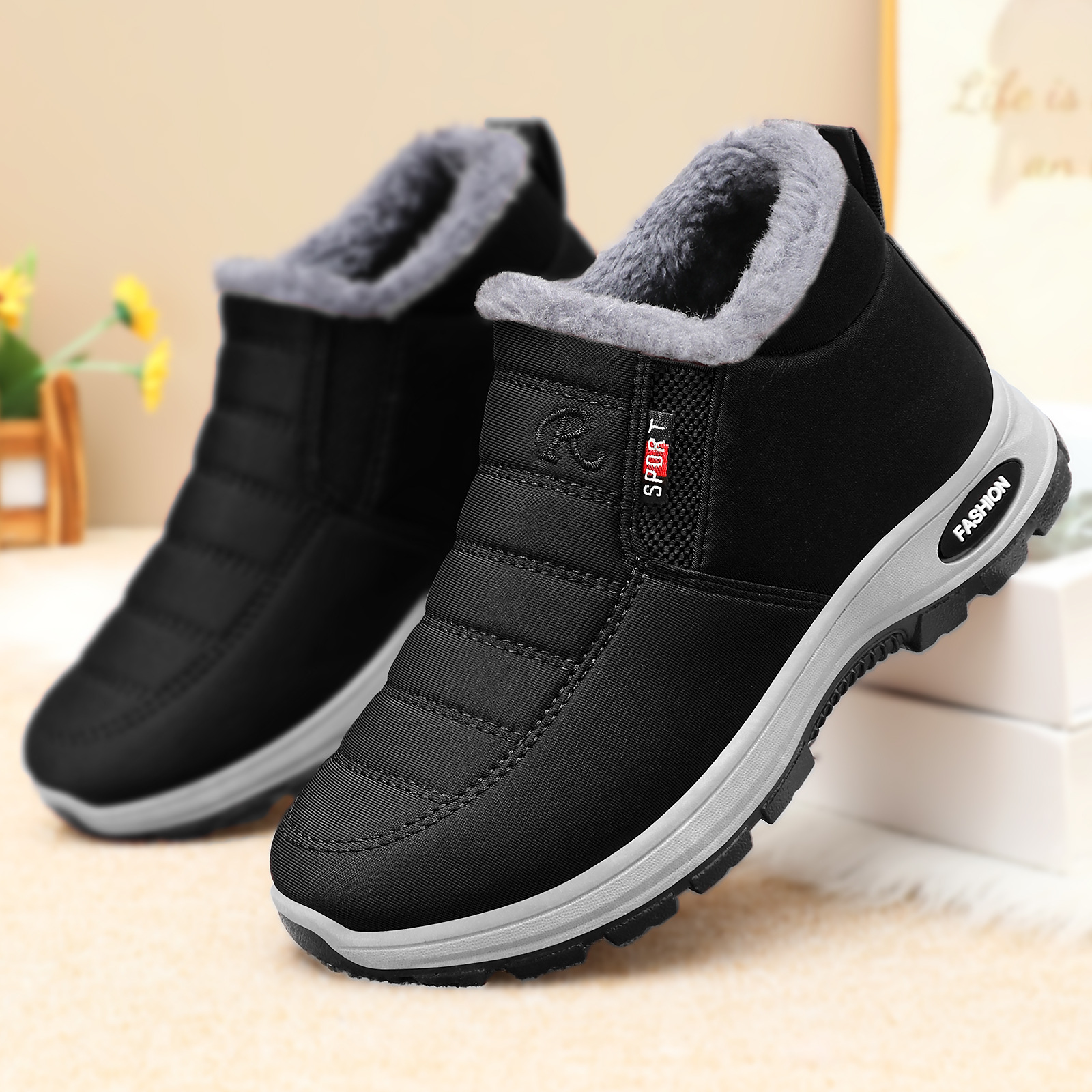 Cotton Shoes for Women, Cross-Border Large Size Women's Boots, Cold-Proof and Warm, Middle-Aged and Elderly Cotton Boots, Velvet Thickened Snow Boots, High-Top Women's Shoes