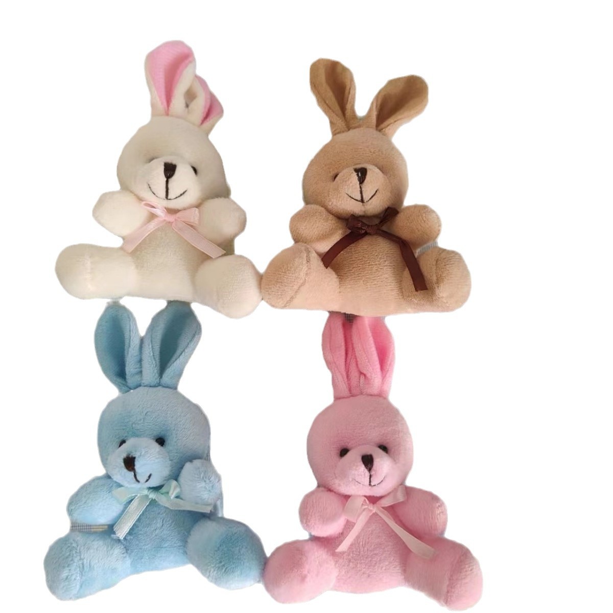 Plush Toy Manufacturer Direct Supply Without Ears 8cm Sitting Rabbit Small Pendant Promotional Gift Bag Key Doll