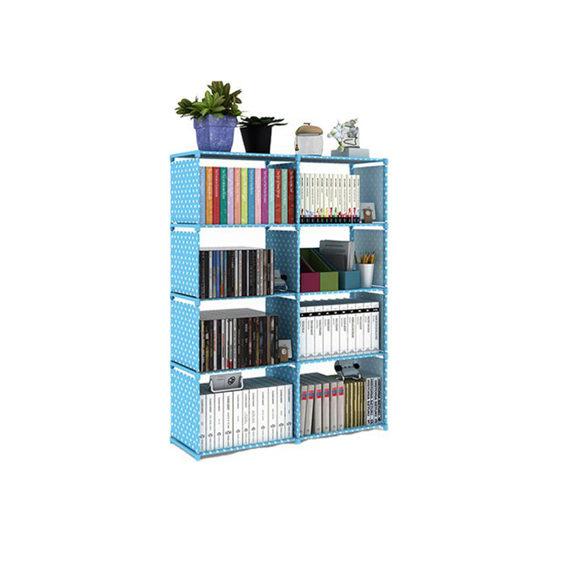 Simple Double Row Bookshelf Bookcase Storage Rack Children Student Bookcase Steel Pipe Combination Storage Bookshelf Wholesale