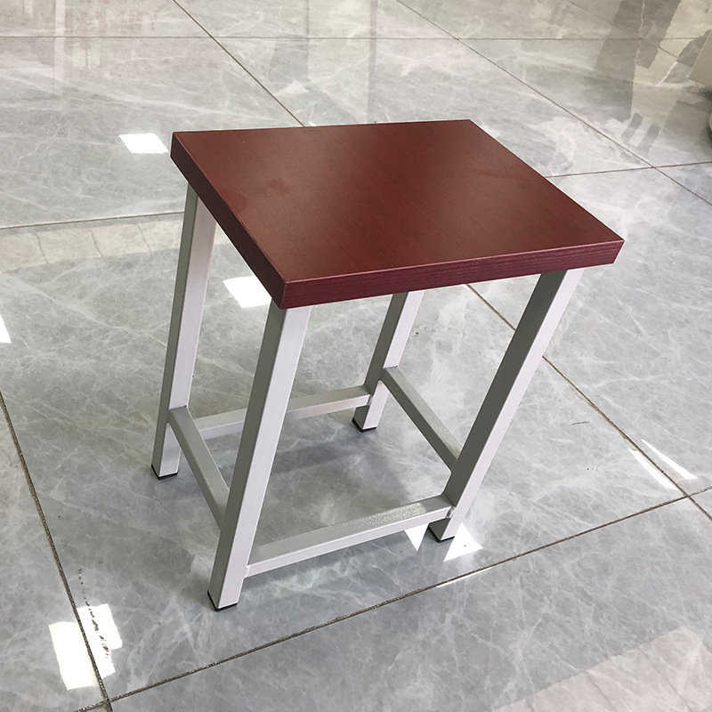 Steel Square Stool Strong and Durable Training School Stool Workshop Work Stool Dining Stool Thickened Wooden Surface Stool Source Factory in stock