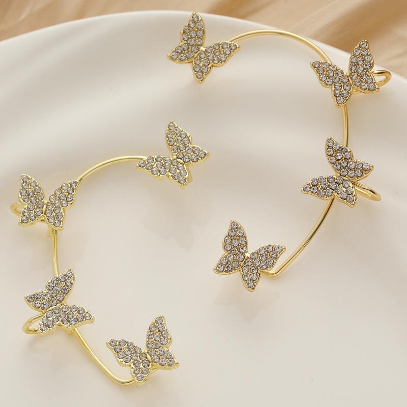 Exquisite Butterfly Ear Hanging Super Fairy High-end Ins Style Ear Holes One-piece Ear Clip Light Luxury Women's Earrings