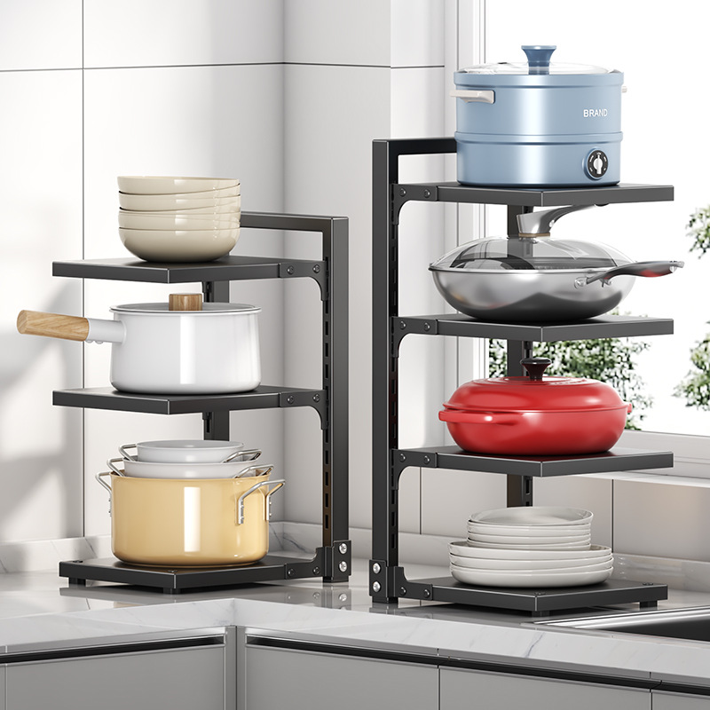 New Pot Rack Household Kitchen Sink Storage Rack Multi-Layer Floor-Standing Cabinet Organization Layered Rack Pot Storage Rack