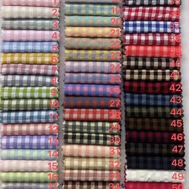 Плательная ткань в клетку из полиэстера и хлопка для весны и лета, ткани для женской и детской одежды