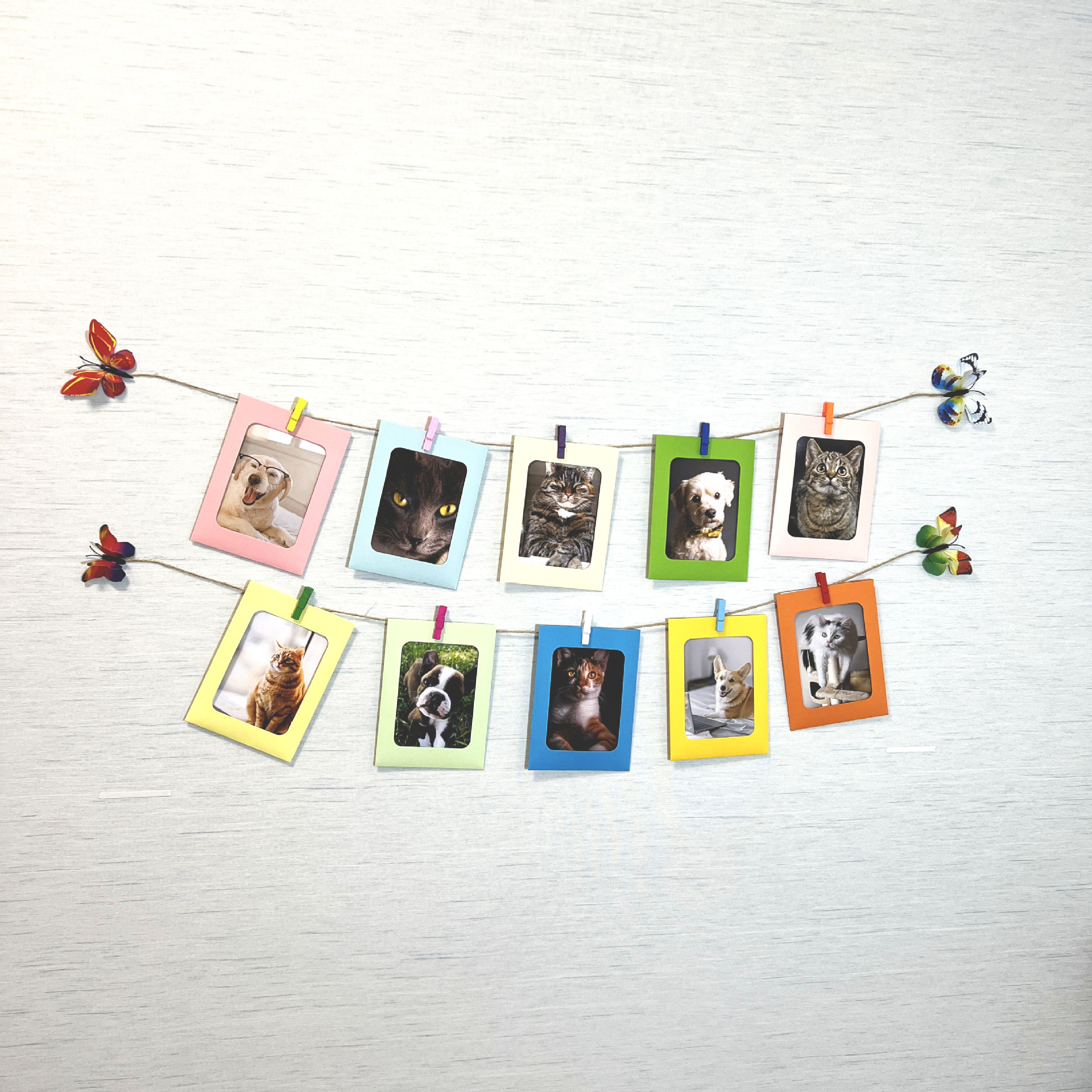 Manufacturer Creative Hanging Paper Photo Frame 3567inch Colorful 10 Sheets with Hemp Rope Clip Combination Photo Wall Wholesale