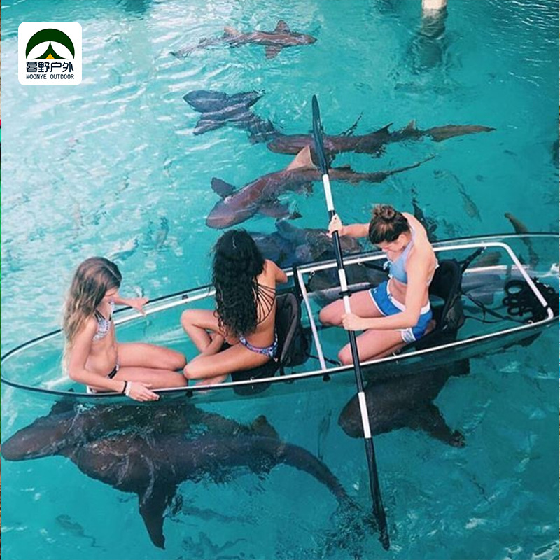 Transparent Internet Celebrity Crystal Glass Boat Scenic Area Single Double Hand Rowing Water Recreation Boat Swimming Pool Durable