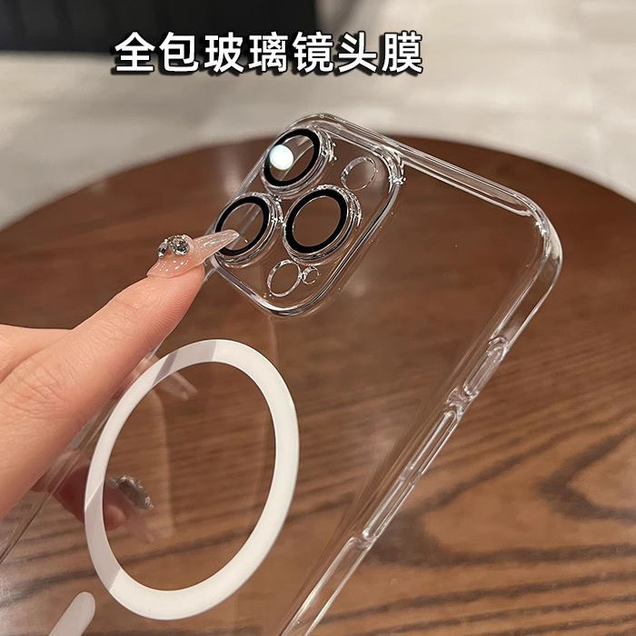 Acrylic Precision Hole iPhone 17 Magnetic iPhone 16 Phone Case Suitable for Transparent 15 Pro Anti-Drop Lens Film