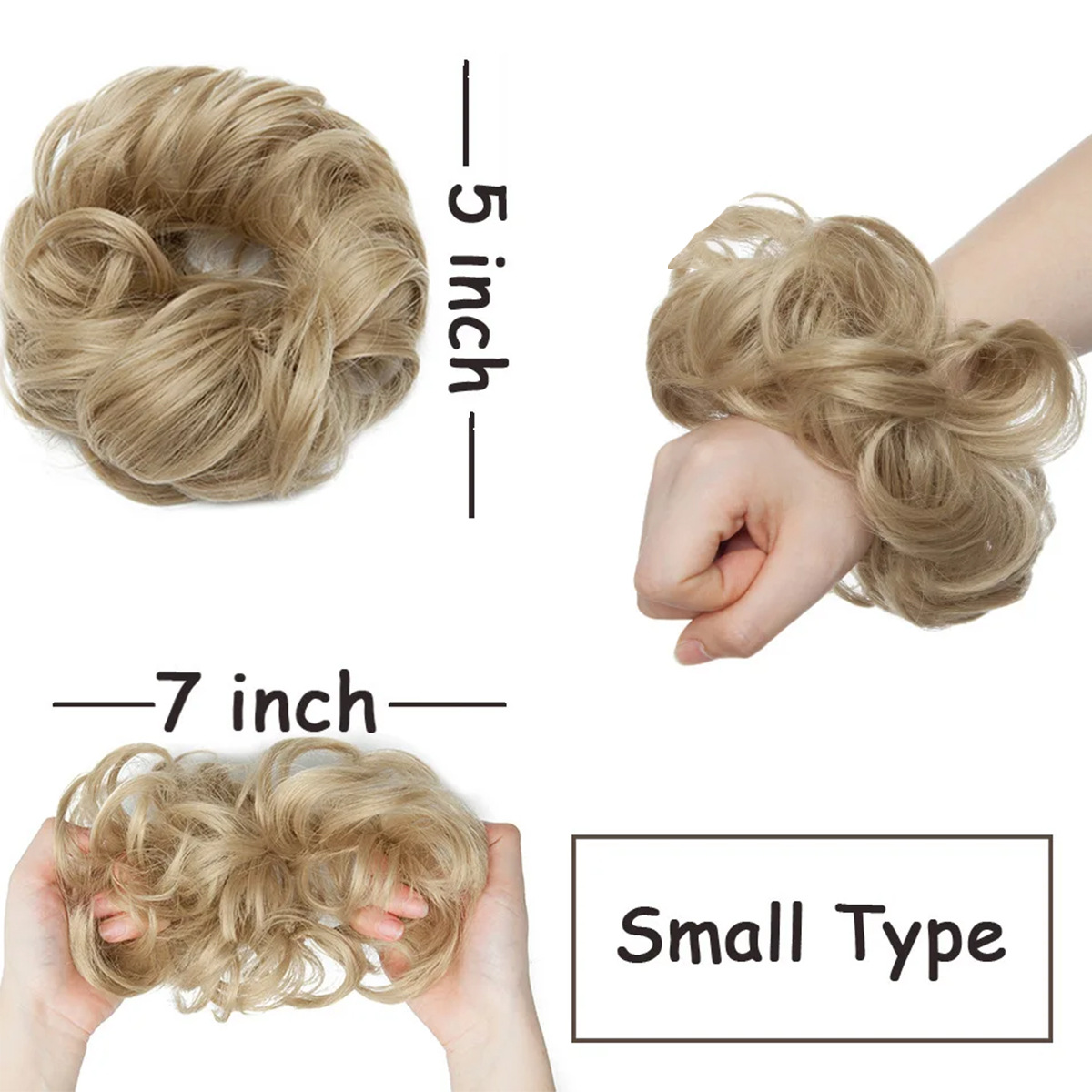 Foreign Trade Amazon European and American Wigs for Women with Buds, Ball Head, Chemical Fiber, Invisible Fluffy Natural Curly Hair Wigs, Hair Ties