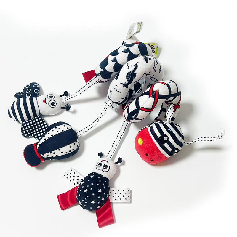 Новорожденный ветерок черно-белый обертывание для кроватки детская коляска плюшевая игрушка с подвеской BB успокаивающие игрушки