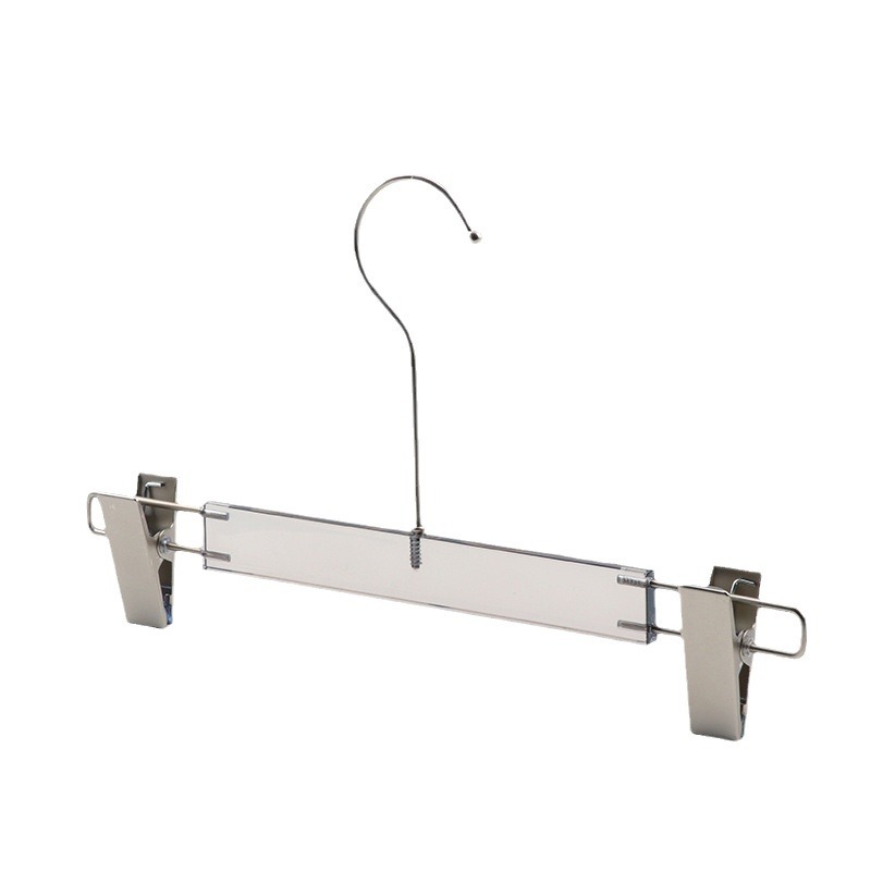 Acrylic Transparent Smoky Gray Crystal Hangers for Clothing Stores, Men's and Women's Clothing Hangers, Plastic Trouser Clips Wholesale