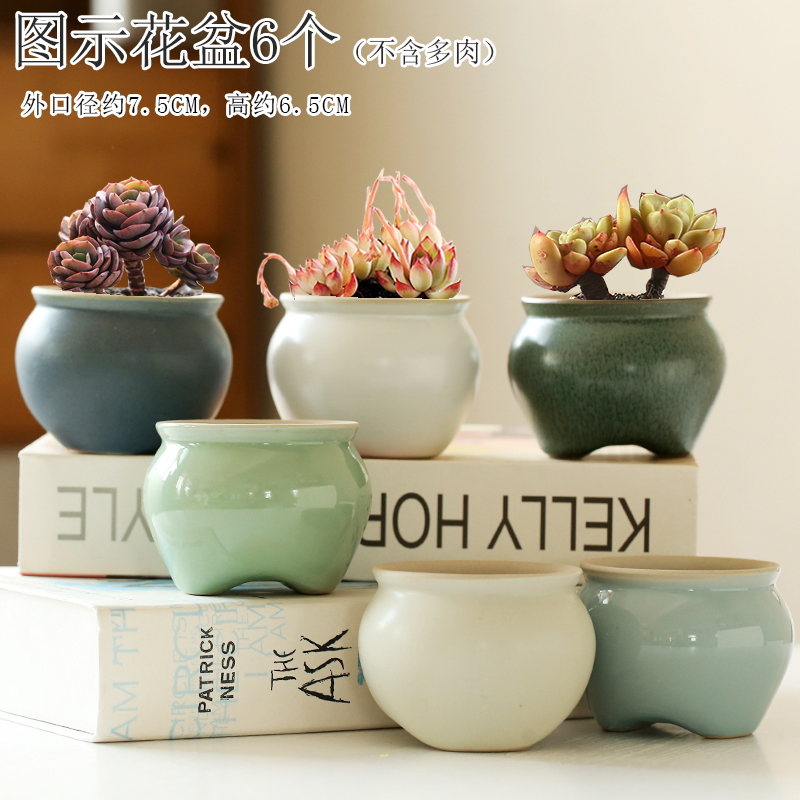 Simple Succulent Flowerpot Ceramic Small Flowerpot Creative Desktop Personalized Succulent Plant Stoneware Breathable