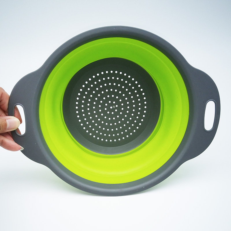 Foldable Drain Basket Round Drain Basket Telescopic Foldableing Fruit Basket Vegetable Washing Basket 3-Piece Set Draining Fruit Basket