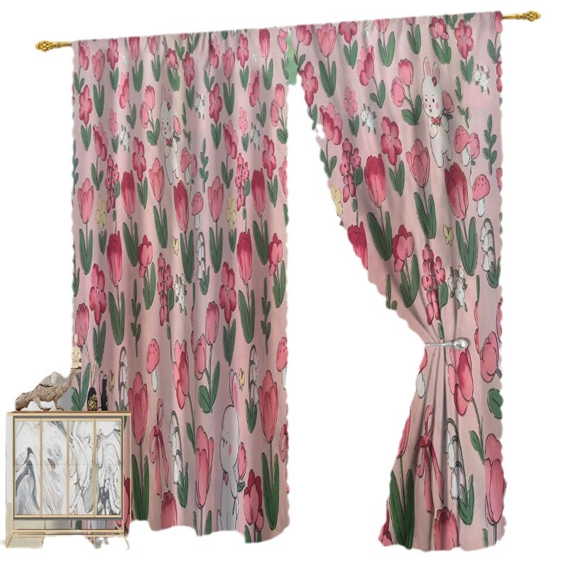 Cross-Border Exclusive Supply of New Printed Curtains with Perforations for Bedroom and Living Room, Blackout and Sunshade Fabrics, Home Wholesale, Full Blackout