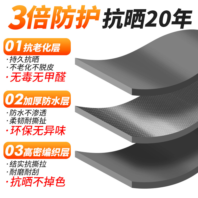 Gray Oilcloth Tarpaulin, Waterproof and Sun-Resistant, Suitable for Truck Canopy, Thickened and Tear-Resistant