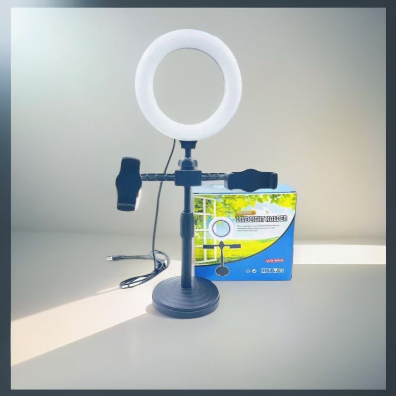 Настольный диск световой дополнение кронштейн живое селфи 6 дюймов кольцевой свет дополнение настольный двойной мобильный телефон кронштейн