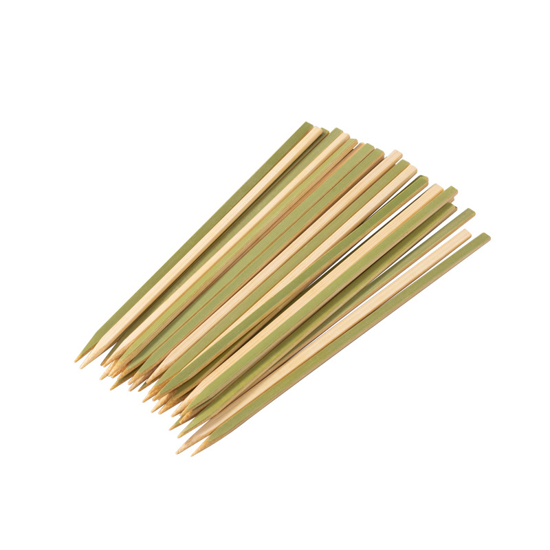 Grilled Bird Bamboo Skewers Green Leather Japanese Charcoal Fire Cooking Commercial Wholesale Barbecue Tools Disposable Flat Short Skewers
