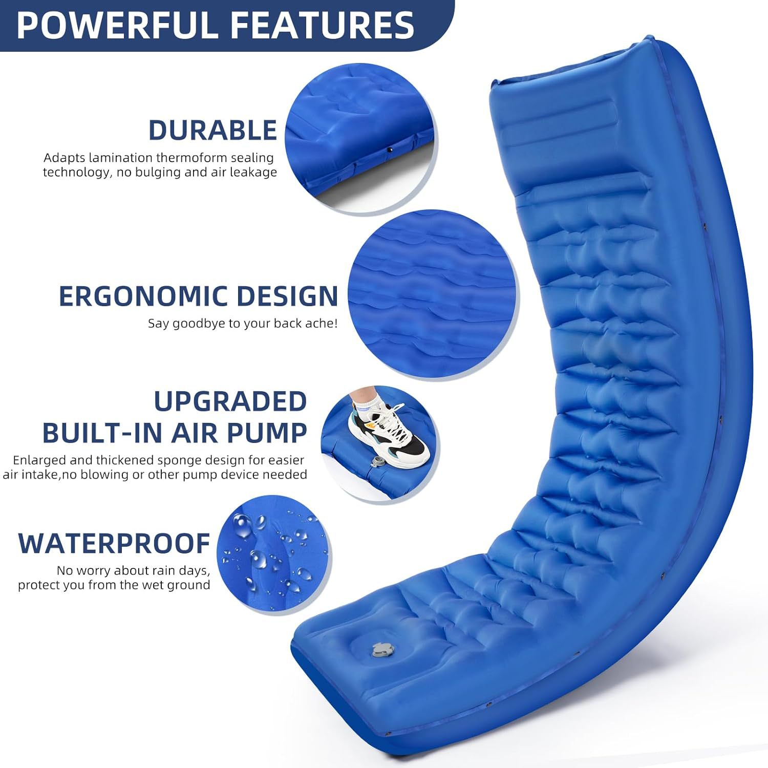 24 Years Amazon Explosions Pull Belt Thickened Lightweight Outdoor Inflatable Mat Portable Camping Moisture-proof Sleeping Mat Tent