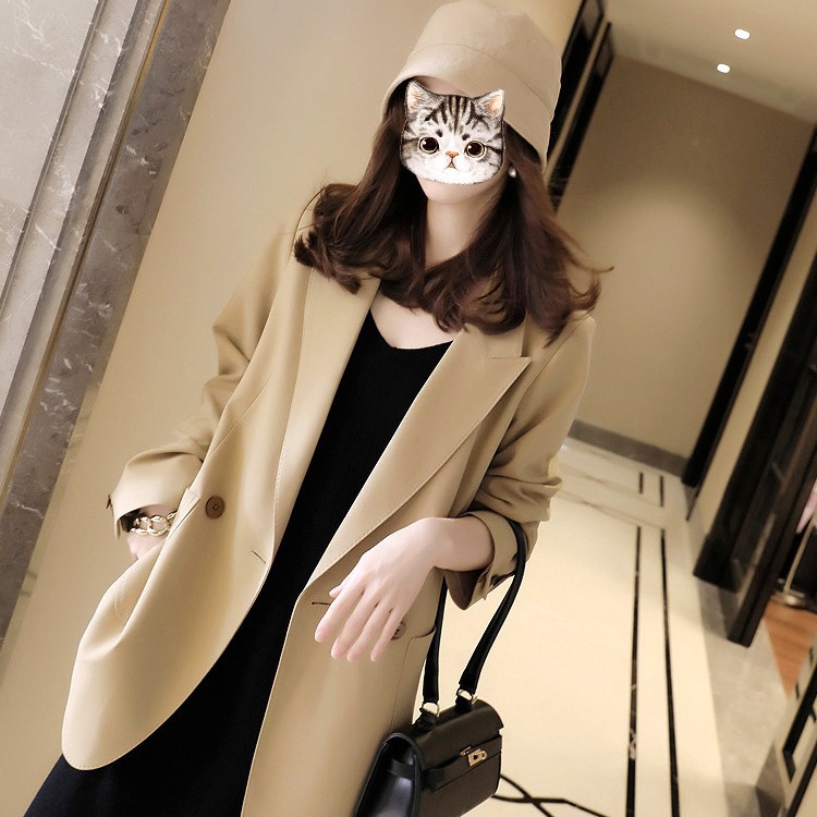 корейский стиль пиджак для женщин плюс сайз, весна и осень 2023, свободный стройнящий костюм [2316]