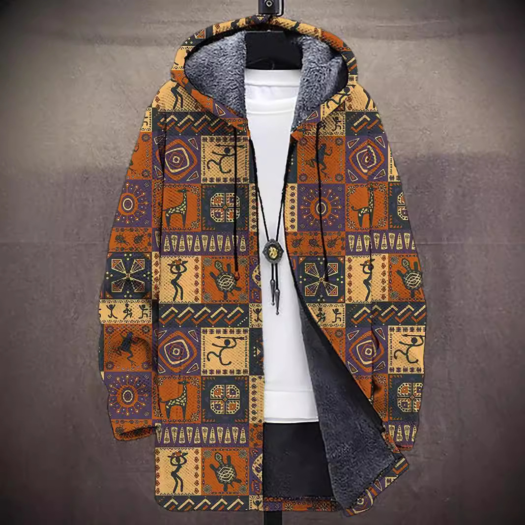 2024 new fashion digital printing fleece-lined men's coat 2024