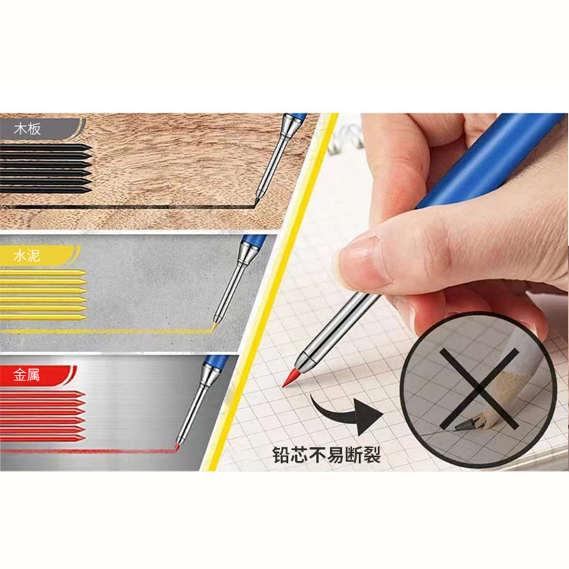 High-Quality and Durable Metal Woodworking Pencil Deep Hole Marking Marking Tool 2.8mm Colorful Woodworking Lead
