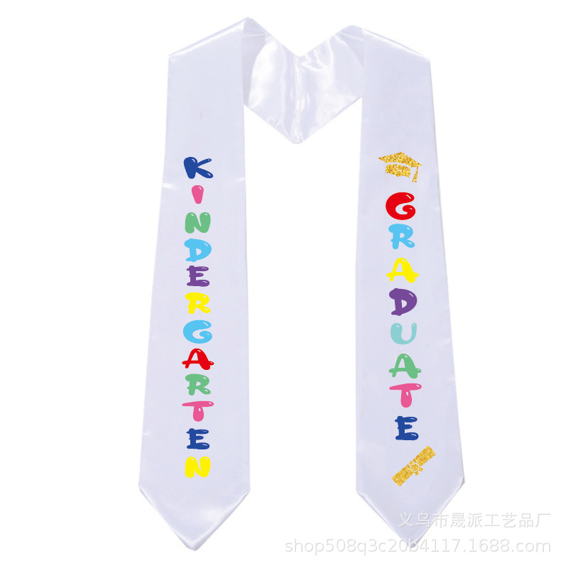 Children's Graduation Ceremony Shoulder Strap Preschool Kindergarten Honorary Award Ceremonial Belt Double-Layer Silks and Satins Shawl Ribbon