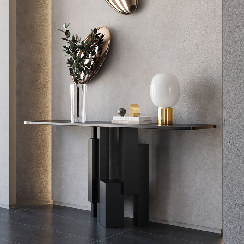 Light Luxury Style Slate Entrance Table Against the Wall Narrow Side Table Extremely Narrow Corridor Entry End View Table Entrance Cabinet Aisle Strip Case