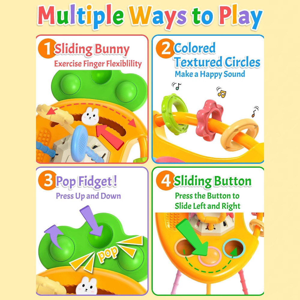 Cross-Border New Product Children's Cute Educational Chewable Radish Pull-Up Sensory Push-Pull and Press Fun Toy